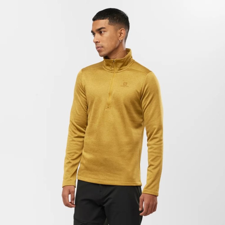 Pánské Mikiny Salomon Essential Lightwarm Seamless Half Zip Zlaté | CZ 15WSZMK